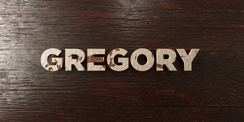 Gregory - grungy wooden headline on Maple  - 3D rendered royalty free stock image. This image can be used for an online website banner ad or a print postcard.