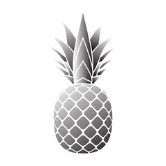 Pineapple silver icon. Tropical fruit isolated on white background. Symbol of food, sweet, exotic and summer, vitamin, healthy. Nature logo. 3D concept. Design element Vector illustration