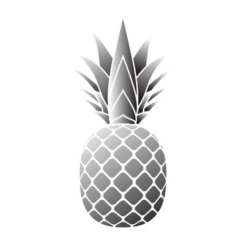 Pineapple silver icon. Tropical fruit isolated on white background. Symbol of food, sweet, exotic and summer, vitamin, healthy. Nature logo. 3D concept. Design element Vector illustration