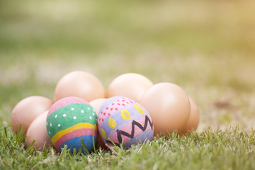 Fototapeta na wymiar Easter with egg on grass