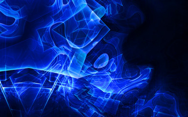 Abstract tech background computer-generated image. Fractal background with textured angled surface and light effects.