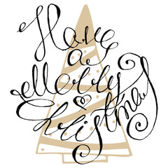 Greeting card with Christmas typography text.