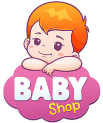 Vector Illustration of Cartoon Cute Baby. Baby shop logo concept