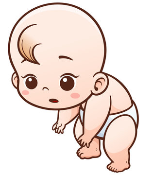 Vector Illustration of Baby learn to stand Cartoon