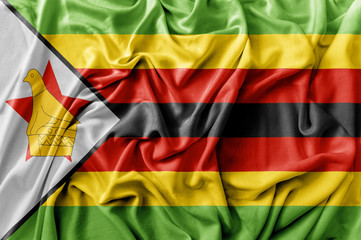 Ruffled waving Zimbabwe flag