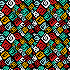 Hand drawn artistic seamless pattern with abstract simply square