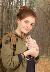 girl with baby cat