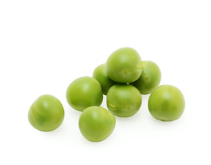 Green peas isolated on the white background