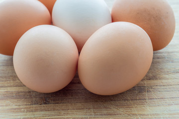 Eggs on a wooden surface