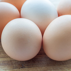Eggs on a wooden surface