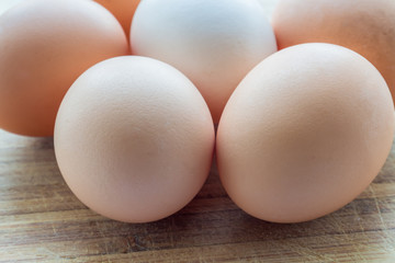 Eggs on a wooden surface