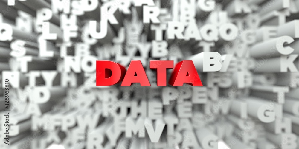 Fototapete data - red text on typography background - 3d rendered royalty free stock image. this image can be u