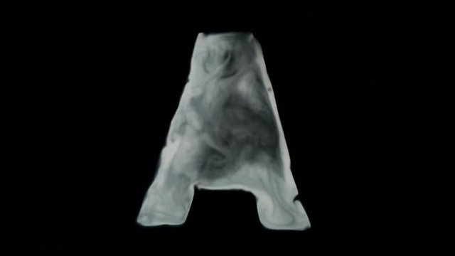 Letter A made by waving smoke on black background
