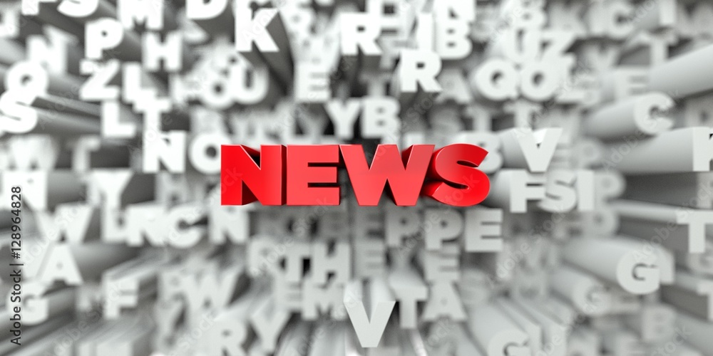 Fototapete news - red text on typography background - 3d rendered royalty free stock image. this image can be u