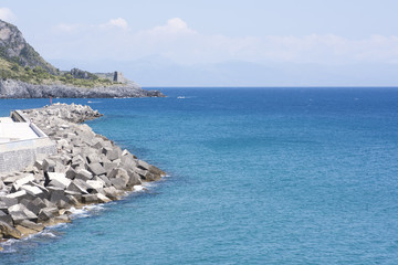 beautiful port of Marina di Camerota, with a deep blue sea