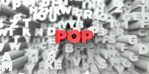 POP -  Red text on typography background - 3D rendered royalty free stock image. This image can be used for an online website banner ad or a print postcard.