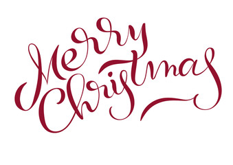 Fototapeta na wymiar Merry Christmas text isolated on white background. Calligraphy lettering