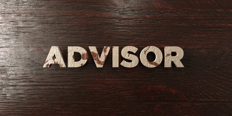 Advisor - grungy wooden headline on Maple  - 3D rendered royalty free stock image. This image can be used for an online website banner ad or a print postcard.