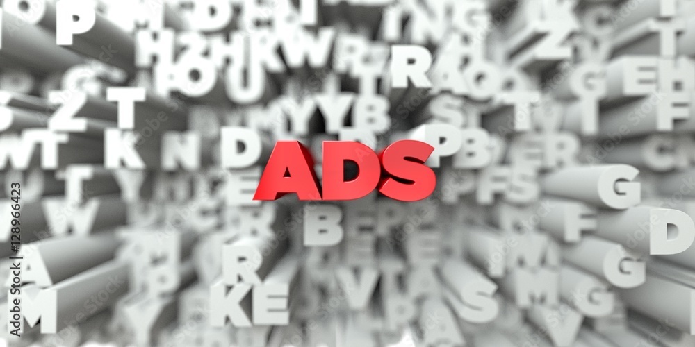 Fototapete ads - red text on typography background - 3d rendered royalty free stock image. this image can be us