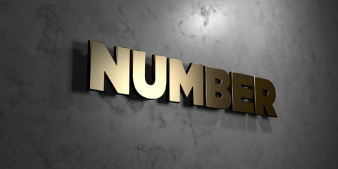 Number - Gold sign mounted on glossy marble wall  - 3D rendered royalty free stock illustration. This image can be used for an online website banner ad or a print postcard.