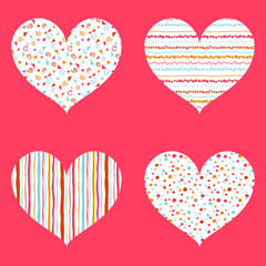 Fototapeta na wymiar Hearts seamless pattern bright collection