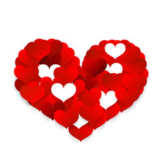 Obraz na płótnie Canvas Heart Symbol Made from Small Red Hearts. Vector Icon.