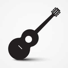 Guitar Icon. Simple Vector Musical Instrument Symbol.