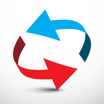 Arrow. Vector Red and Blue Arrows in Circle Set.