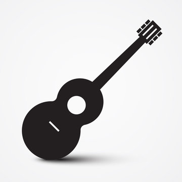 Guitar Icon. Simple Vector Musical Instrument Symbol.