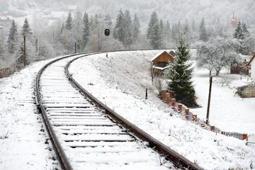 Blackout roller blinds Railway Railway in snow
