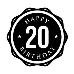 Twenty years happy birthday badge ribbon