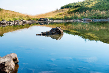 Blue water in a mountain lake