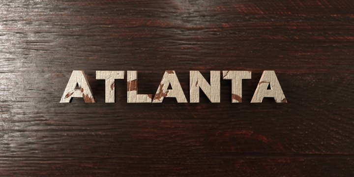 Atlanta - grungy wooden headline on Maple  - 3D rendered royalty free stock image. This image can be used for an online website banner ad or a print postcard.
