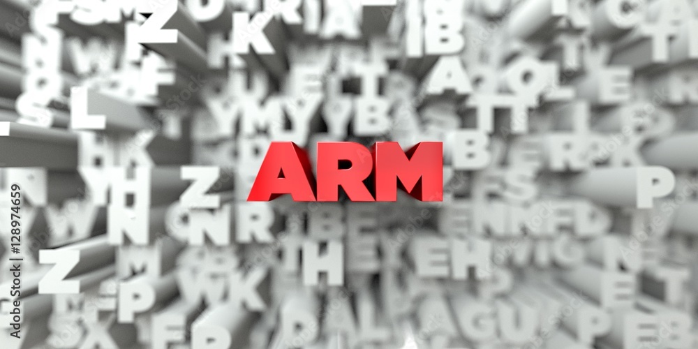 Fototapete arm - red text on typography background - 3d rendered royalty free stock image. this image can be us
