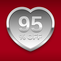95% off silver badge, vector