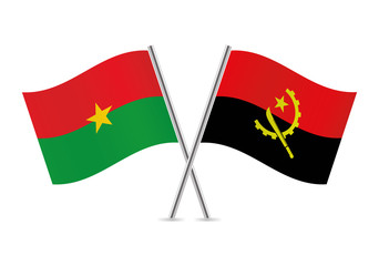 Angola and Burkina Faso flags. Vector illustration.