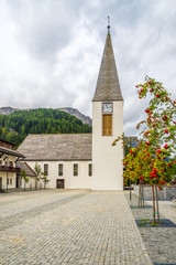 Fototapeta na wymiar Church Sacred Heart of Jesus in Corvara - Italy Dolomites