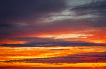 Beautiful apocalyptic fiery sunset sky as background.