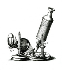 Hooke's microscope, from an engraving in his Micrographia
