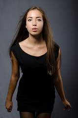 Fototapeta premium beautiful girl in black dress