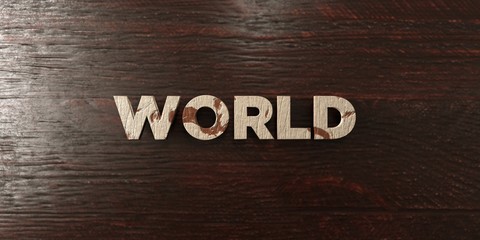 World - grungy wooden headline on Maple  - 3D rendered royalty free stock image. This image can be used for an online website banner ad or a print postcard.