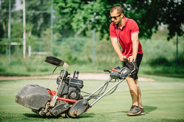 Greens mower. Golf course maintenance equipment, greens mower