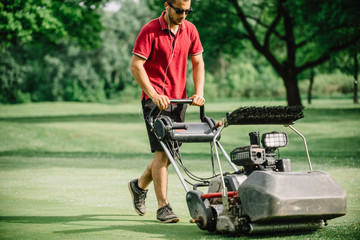 Greens mower. Golf course maintenance equipment, greens mower