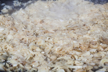 Fried onions at a French Market.