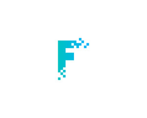 Initial Letter F Pixel Logo Design Template