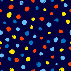 Polka dot seamless pattern. Hand drawn artistic ink circles. 