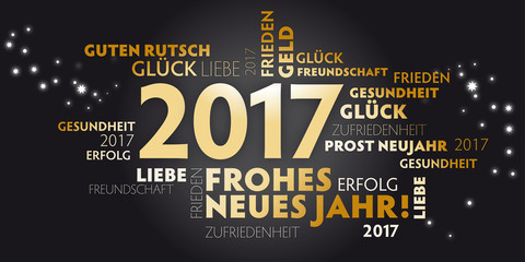 2017 Neujahrsgruss schwarz und gold - W&uuml;nsche auf deutsch.