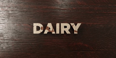 Dairy - grungy wooden headline on Maple  - 3D rendered royalty free stock image. This image can be used for an online website banner ad or a print postcard.