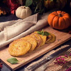 Potato pancakes with pumpkin puree