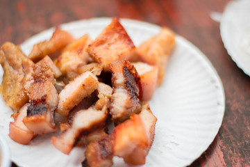 close up thai style grill pork,selective focus